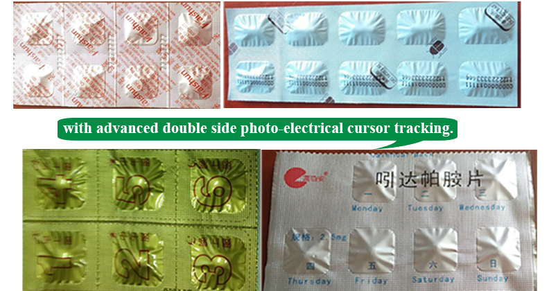 Automatic strip packaging machine tablet packing machine sample ตัวอย่างแท็บเล็ตเครื่องบรรจุหีบห่อแถบแถบอัตโนมัติ