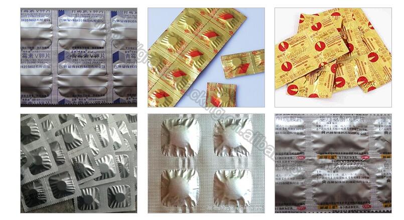 แอปพลิเคชั่น: เครื่องบรรจุหีบแผลแถบสำหรับยาเช่นแท็บเล็ต, แคปซูล, แท็บเล็ต, แท็บเล็ตเอฟเฟอร์